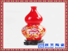 中国红描金牡丹葫芦小花瓶 复古陶瓷小花瓶
